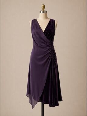 Donna Ricco silk velvet wrap cocktail dress amethyst purple NWT